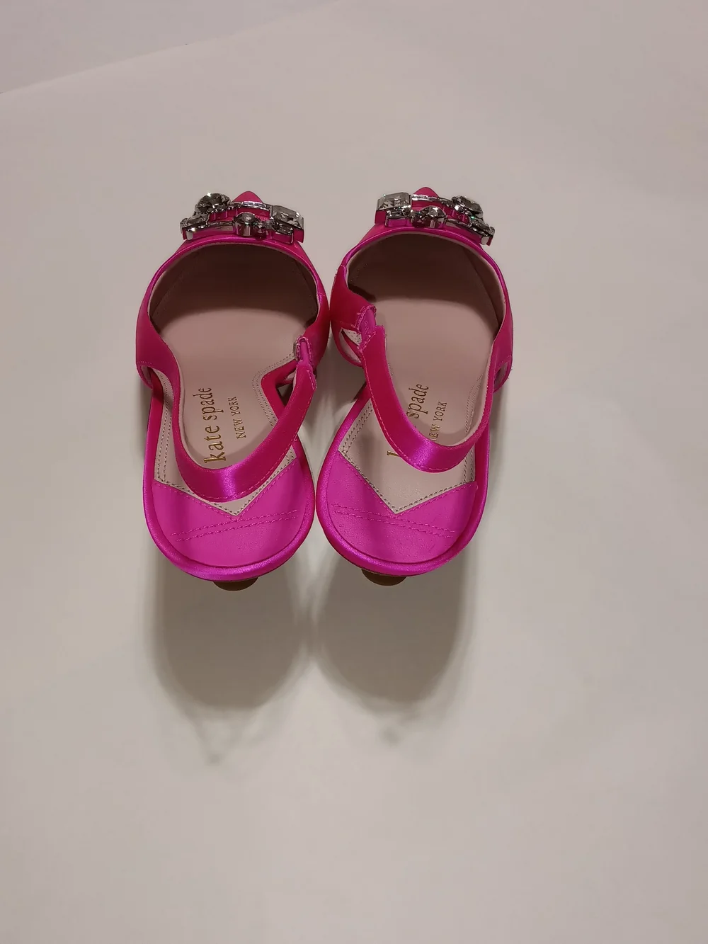 Kate Spade Renata Hot Pink Satin Slingback Pumps With Crystle Buckles Size 7